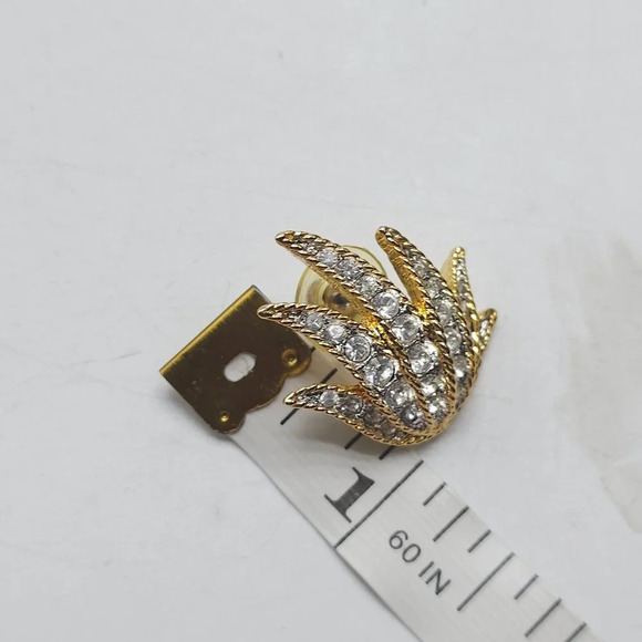 Joan Rivers Gold-Tone Clear Crystal Flame Earrings Vintage Style - Picture 4 of 4